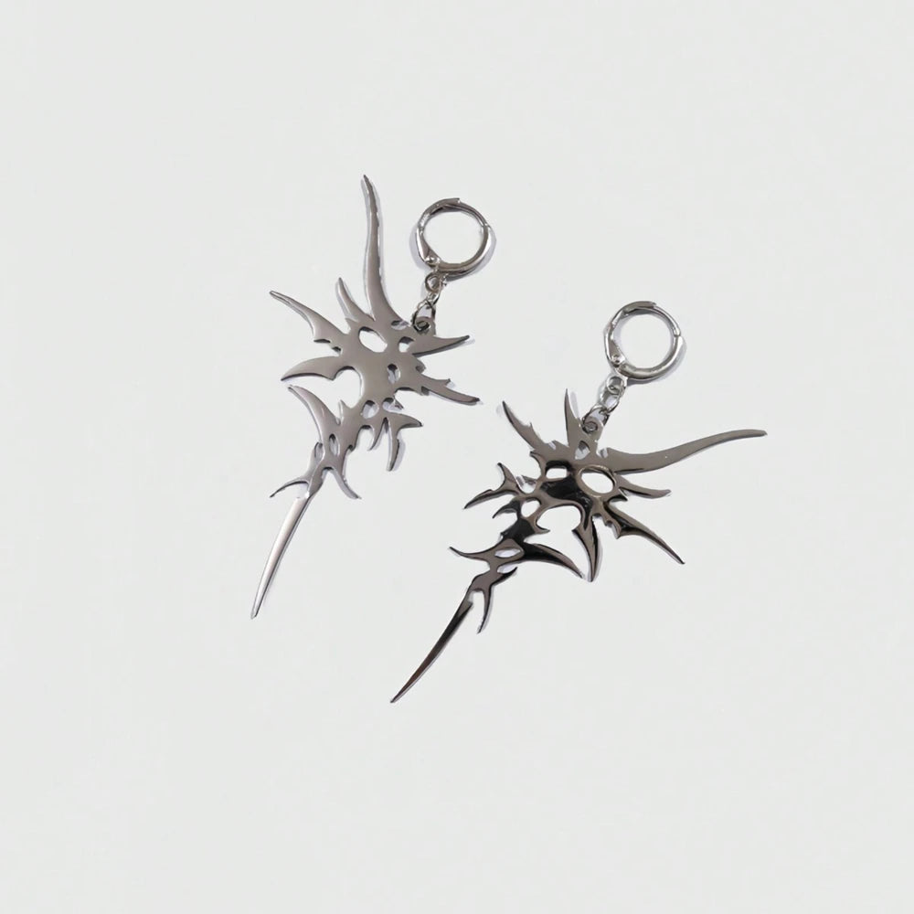 Grunge Aesthetic Irregular Thorn Dangle Earrings Y2K Punk Retro Fashion Geometric Drop Earrings for Women