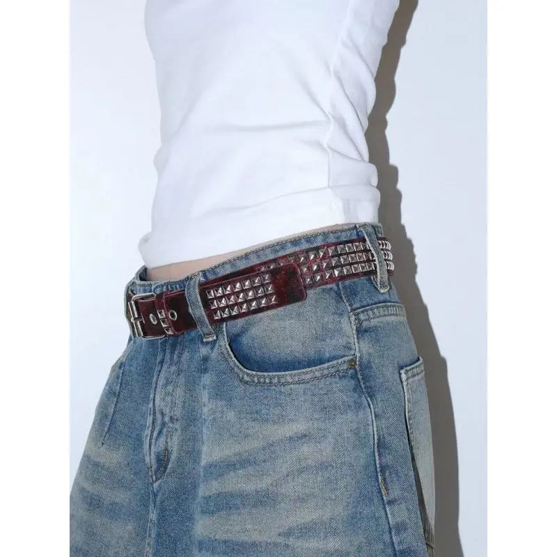 New best-selling women's belt - Fashionable horsehair studded Y2K leopard print belt, youthful furry women's belt.