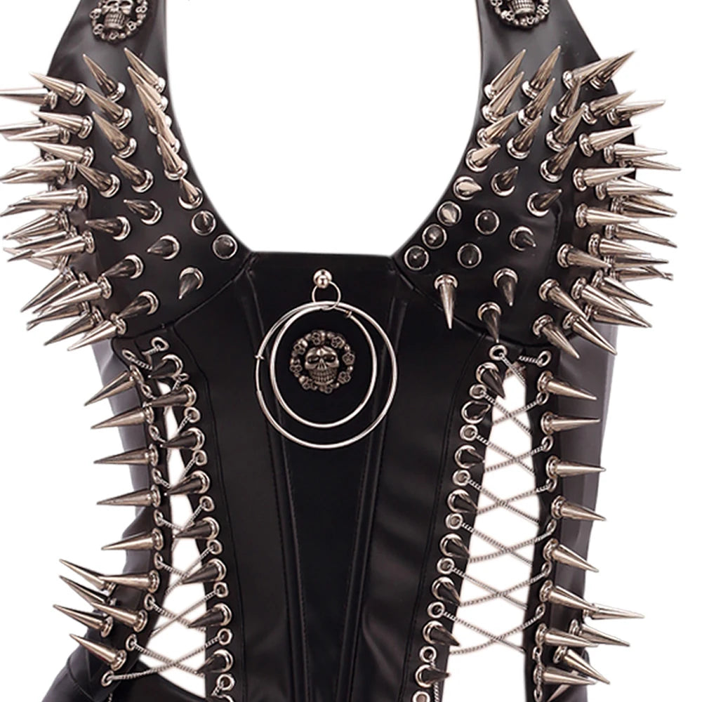 Goth Top Y2K Clothes Women's Tanks Emo Clothing Gothic Boho Tops with Spikes Punk Rock Teens Festival Spiked Bra Grunge T shirt
