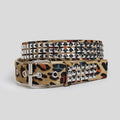 New best-selling women's belt - Fashionable horsehair studded Y2K leopard print belt, youthful furry women's belt.