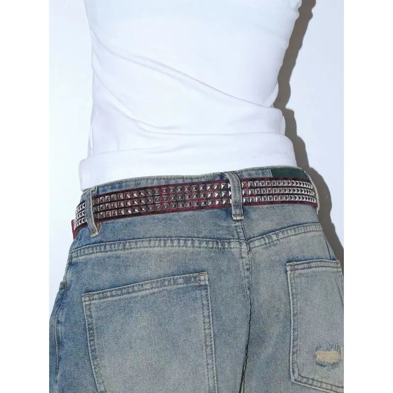 New best-selling women's belt - Fashionable horsehair studded Y2K leopard print belt, youthful furry women's belt.